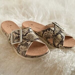 Clarks CLOUDSTEPPERS Step June Shell Cross Buckle Slide Sandal New Size 9 Wide